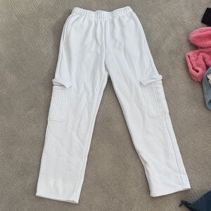 cargo sweat pants white